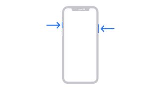 A diagram from Apple showing how to take a screenshot on iPhone using iPhone models with Face ID.