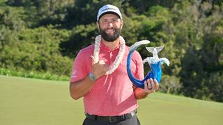 Jon Rahm with the Sentry Tournament of Champions trophy