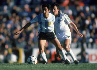 Osvaldo Ardiles on the ball for Argentina against West Germany in July 1977.