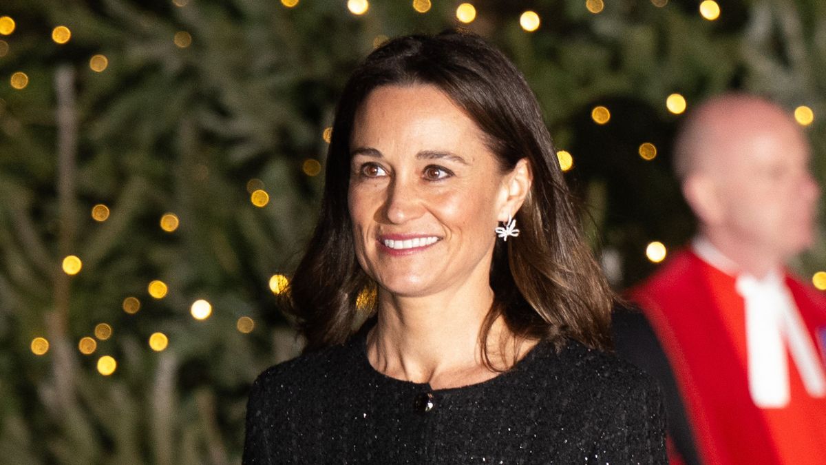 Pippa Middleton’s sparkling black midi dress looks so luxe styled with festive velvet accessories – it reminds us of vintage Chanel