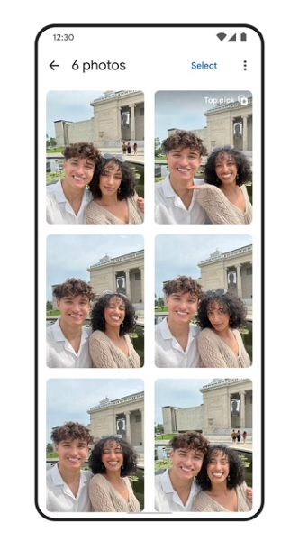 Setting a new "top pick" in Google Photos' new Photo Stacks.