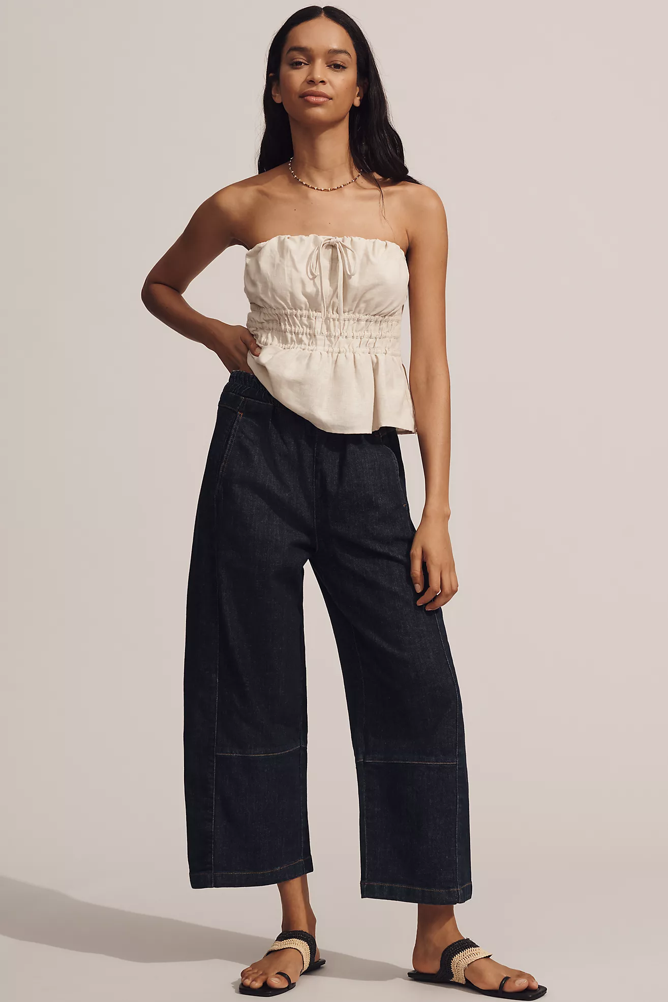 The Izzie Relaxed Pull-On Barrel Jeans by Pilcro