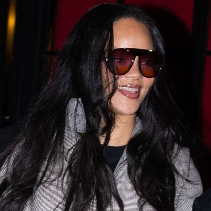 Rihanna wore the spring 2026 leggings trend with lace-up pumps in Paris