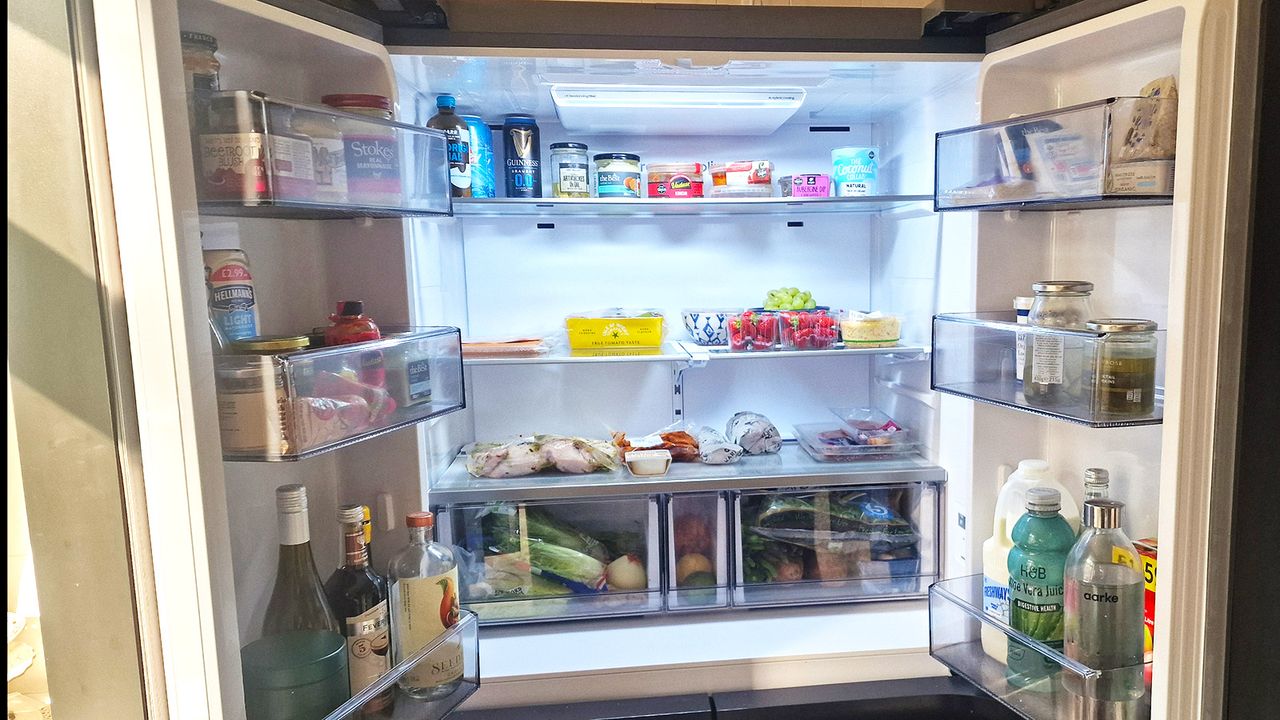 Samsung Bespoke 23 cu. ft. Counter Depth 4-Door French Door Refrigerator with AI Hybrid Cooling &amp; Beverage Center&trade; in Stainless Steel