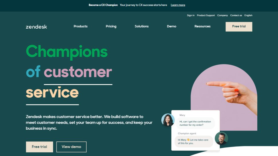 Website screenshot for Zendesk