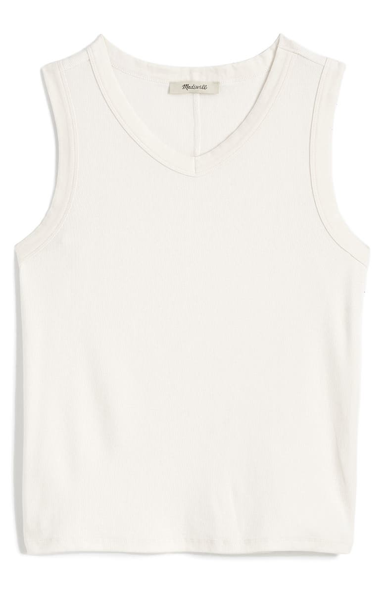 High V-neck regenerative cotton rib tank