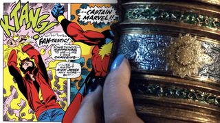 Ms. Marvel's Bangle in the MCU combined with Captain Marvel using the Nega-Bands in Marvel Comics