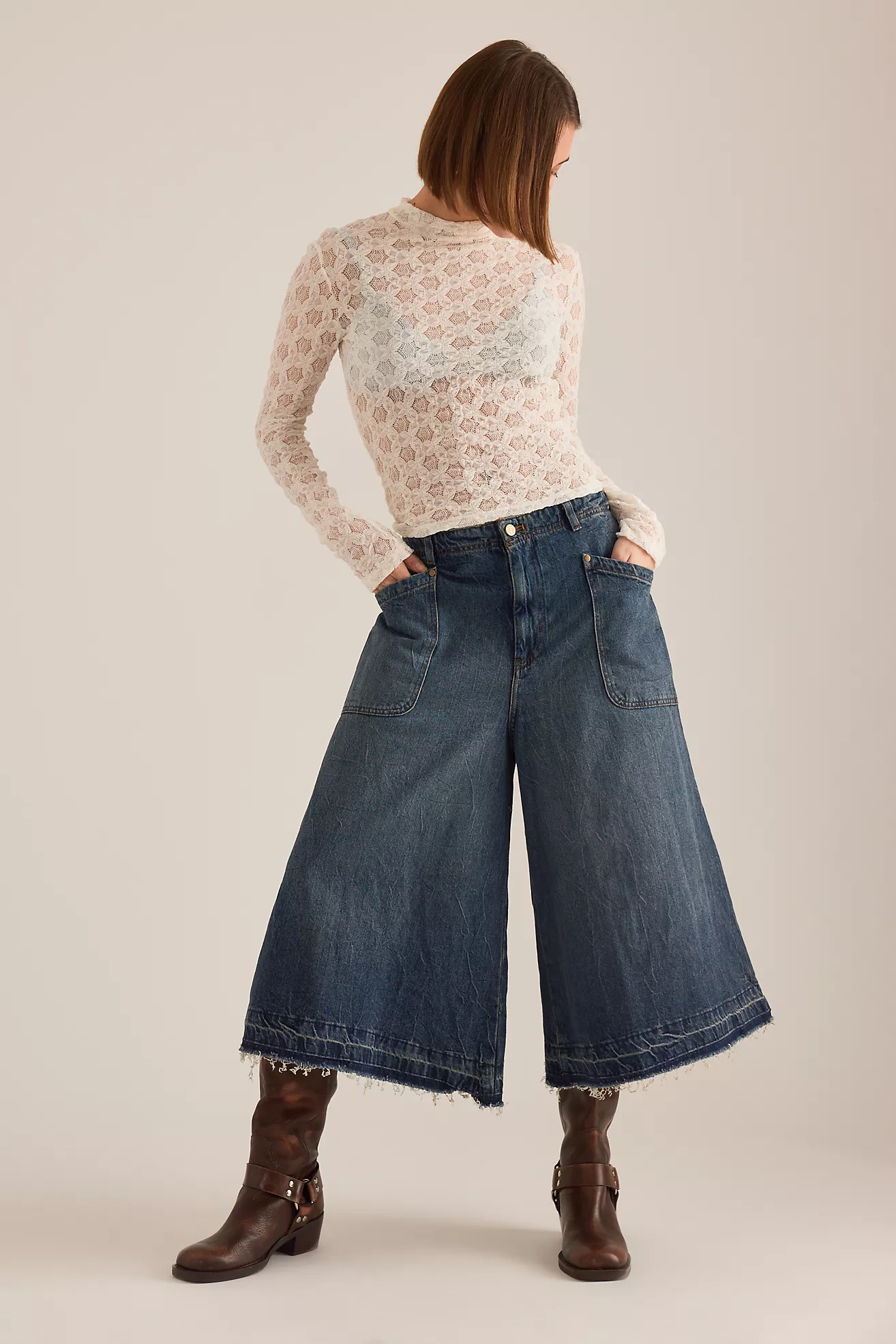 Pilcro Ultra Wide-Leg Cropped Jeans