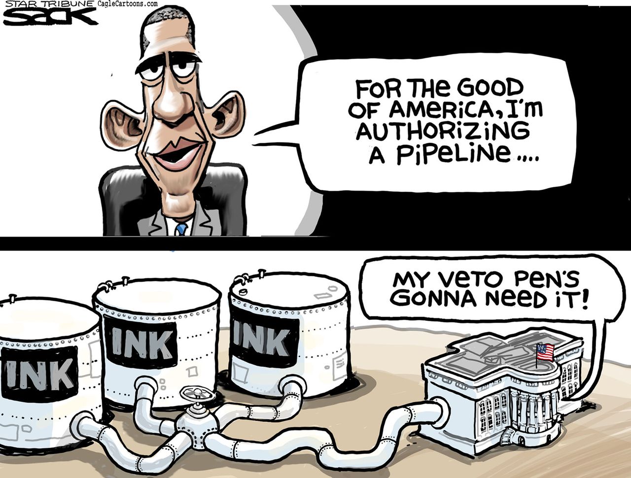 Obama cartoon Keystone XL pipeline veto&amp;amp;nbsp;