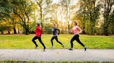 three women running outdoors