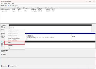 Take drive offline Disk Management