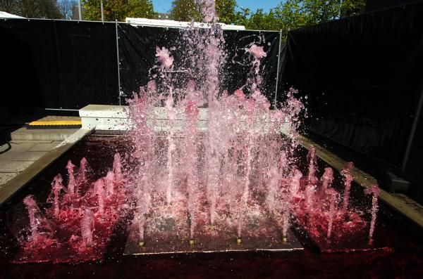 Even the fountains were running pink in Herning