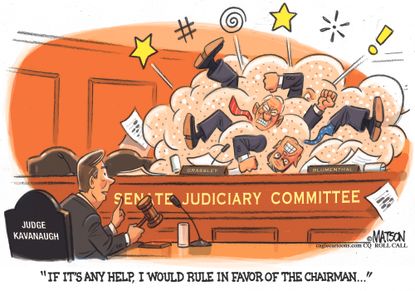 Political cartoon U.S. Brett Kavanaugh hearing Chuck Grassley Richard Blumenthal