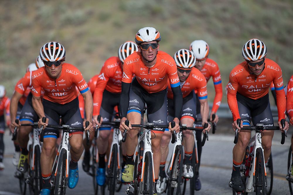 Robin Carpneter (from left), Brandon McNulty and Evan Huffman at the Rally UHC camp