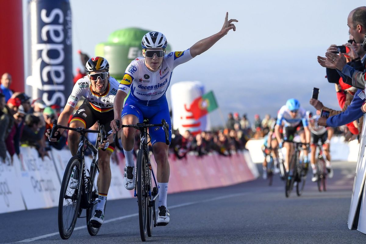 Volta ao Algarve 2020 66th Edition 2nd stage Sagres Alto da Foia 1839 km 20022020 Remco Evenepoel BEL Deceuninck Quick Step Maximilian Schachmann GER Bora Hansgrohe photo Nico VereeckenPNBettiniPhoto2020