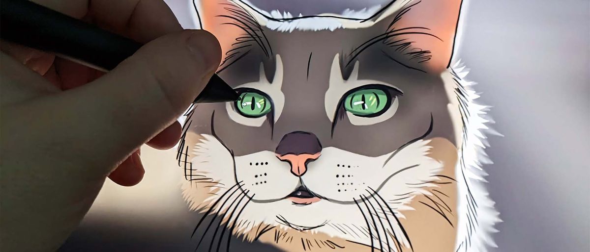 Huion Kamvas Pro 19: Cat drawing hero. 