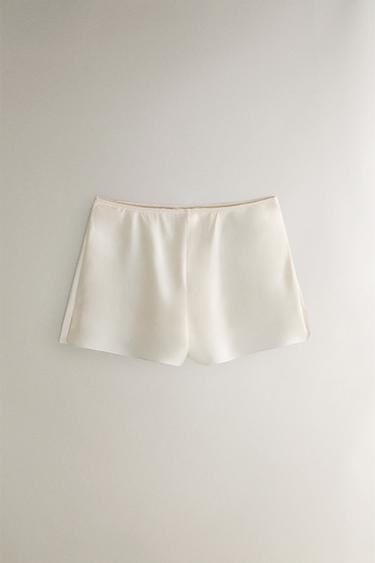Beige Silk Shorts