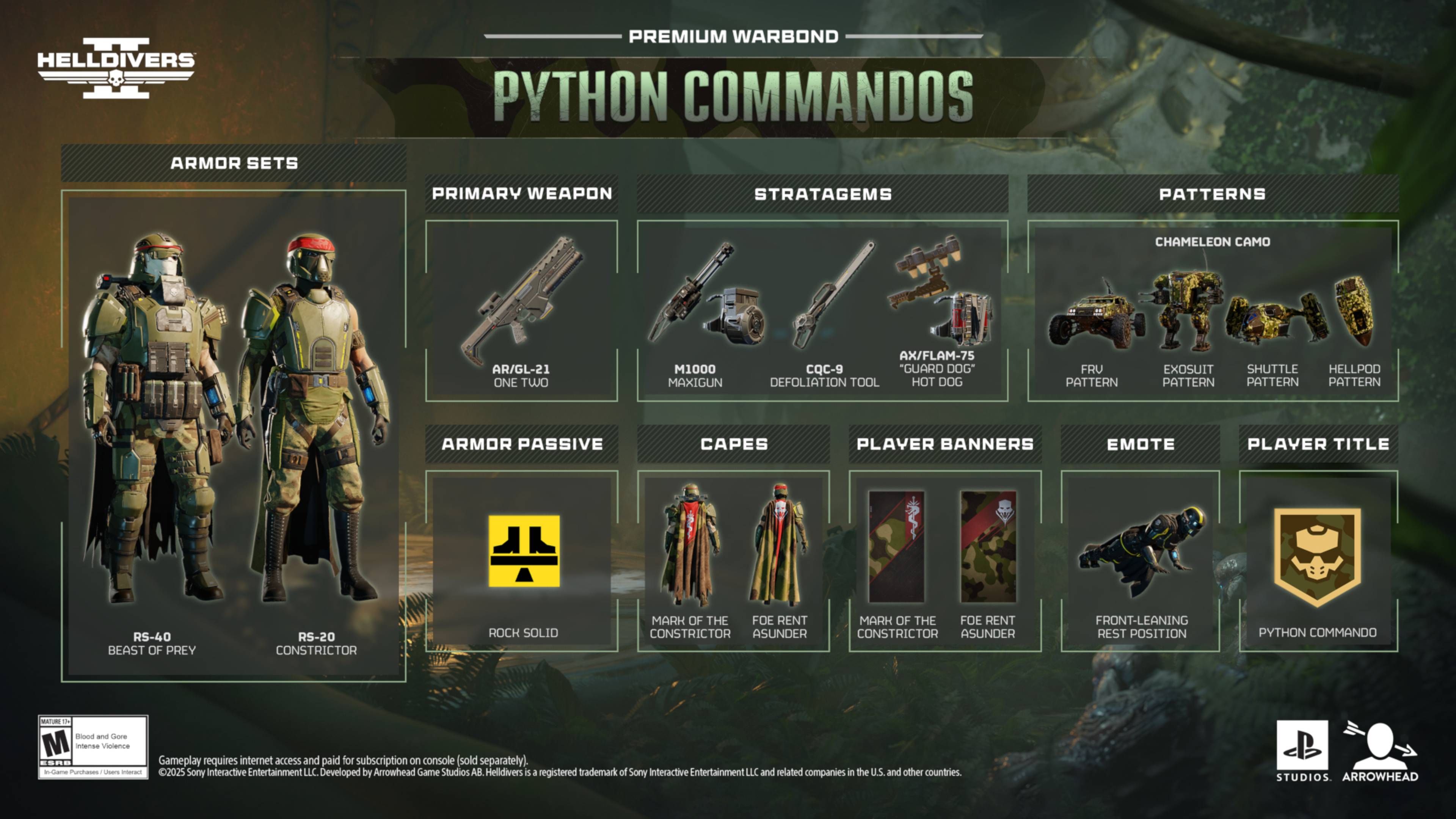 Helldivers 2 Python Commandos rewards graphic