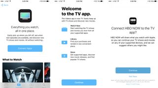 The opening menus to the new iOS 10.2 TV app