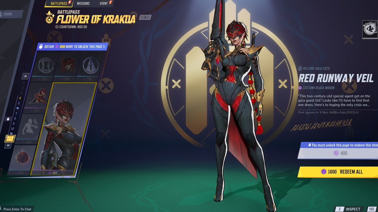 Marvel Rivals Season 2 skins - Black Widow's Red Runway Veil costume.