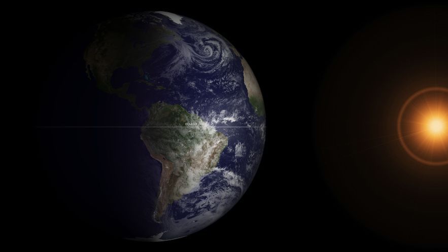 NOAA&#039;s GOES-13 satellite captured this image of the Earth at the spring equinox, this morning (March 20, 2013) at 7:45 a.m. Eastern Daylight Time.