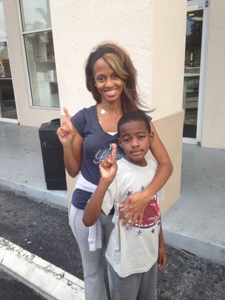 kai mcgee with her son in july 2014 on the morning of her first breast cancer treatment﻿