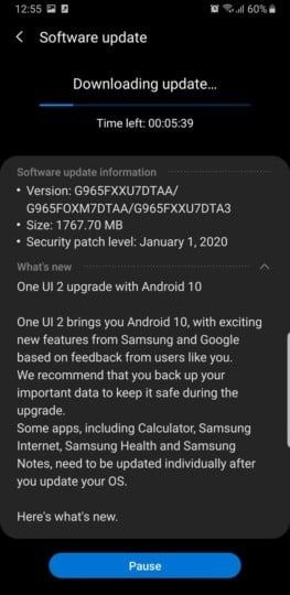 Galaxy S9 Stable Android 10 Update