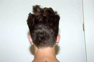 back of male models head with styled hair