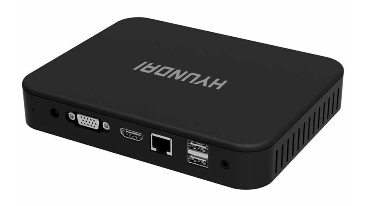 The mini PC showing the rear ports