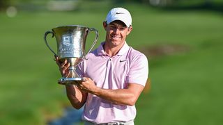 Rory McIlroy with the Wells Fargo Championship trophy