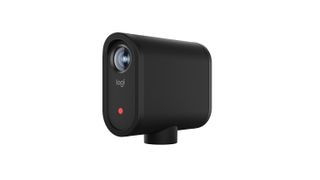 Logitech Mevo Start webcam in black on white background