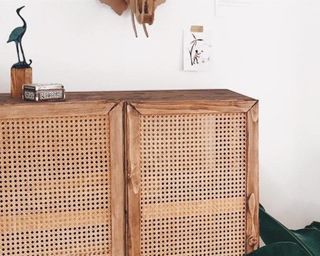 A DIY rattan wardrobe in bedroom