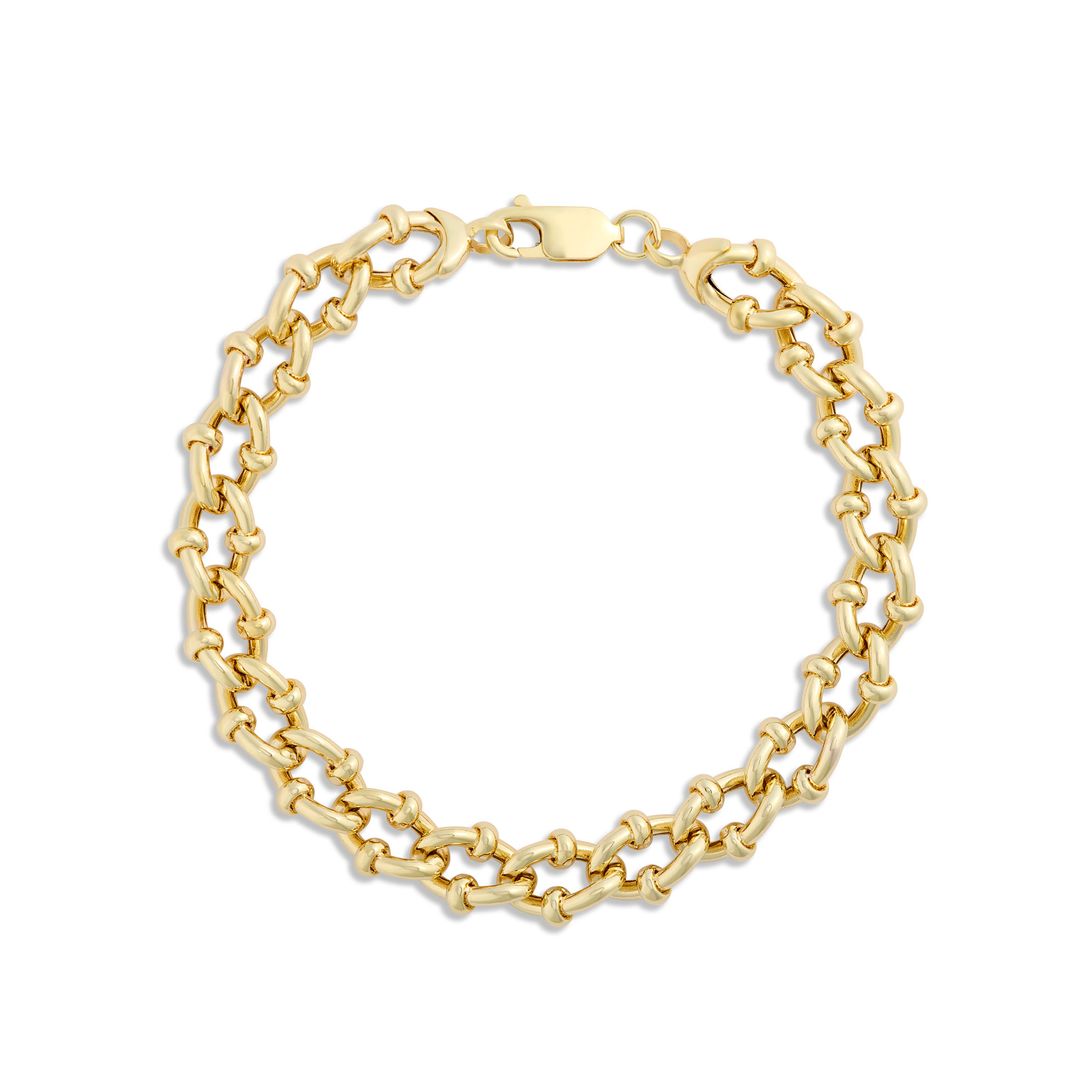Toscano 8-Inch Granchio Link Bracelet, 14k Yellow Gold