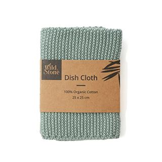 Wild & Stone | Organic Cotton Dish Cloth | Eco-Friendly Kitchen Cloth | Biodegradable & Compostable Cleaning Cloth (moss Green)