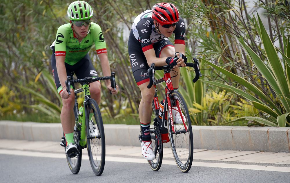 Lawson Craddock (Cannondale - Drapac) and Matej Mohoric (UAE Team Emirates)