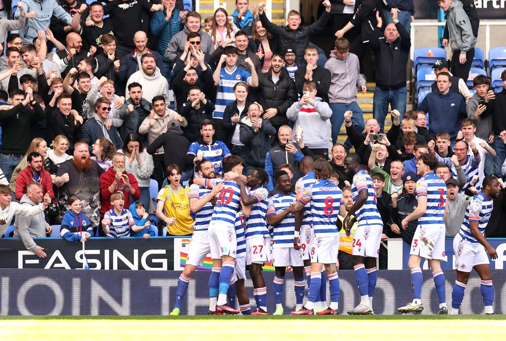 Reading season preview 2023/24 Andy Carroll of Reading FC celebrates after scoring his teams first goal during the Sky Bet Championship between Reading and Birmingham City at Select Car Leasing Stadium on April 07, 2023 in Reading, England. (Photo by Ryan Pierse/Getty Images)