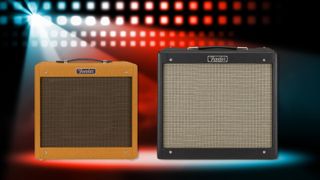Fender Pro Junior and Fender Blues Junior guitar amps on a stage