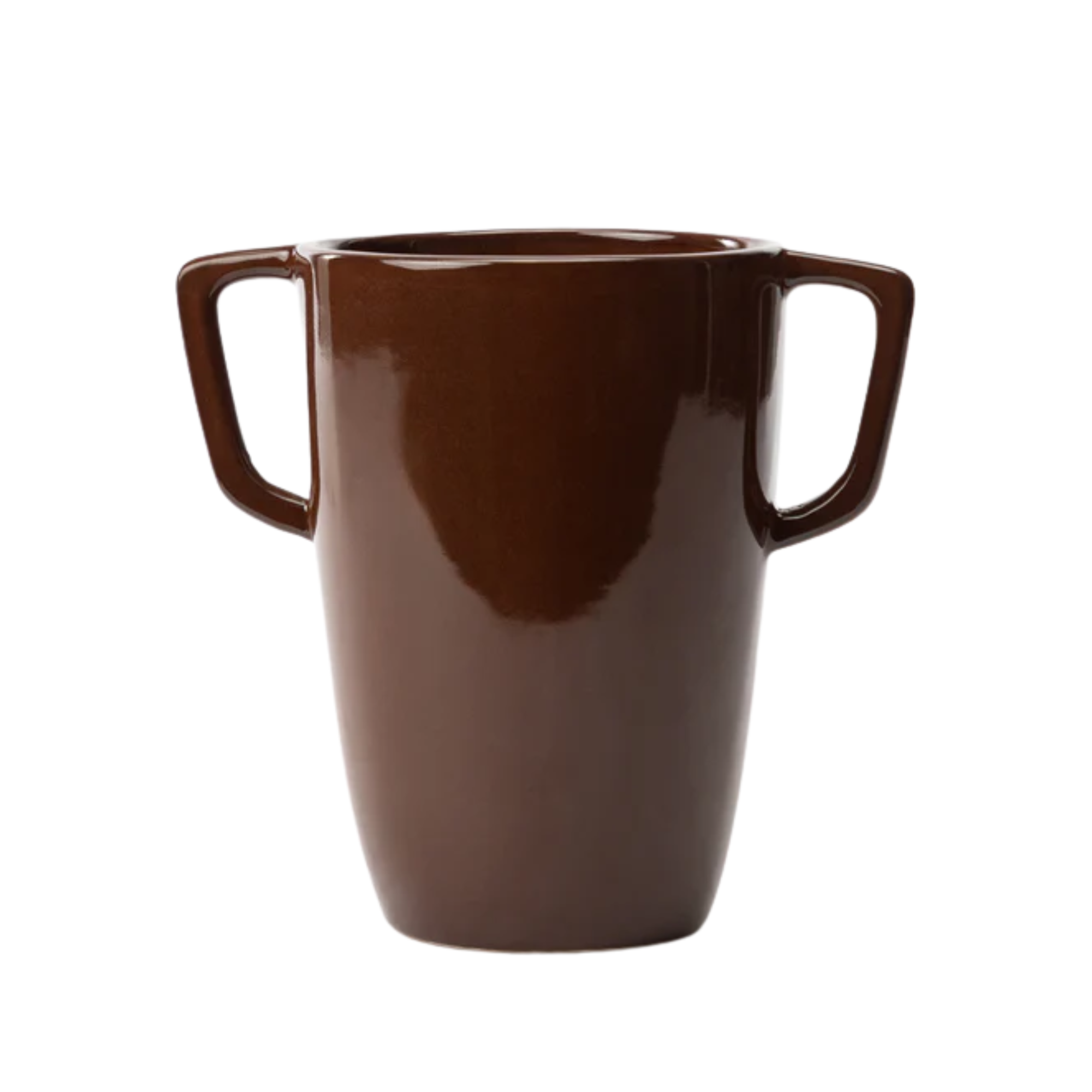 a glazed brown pot shaped vase