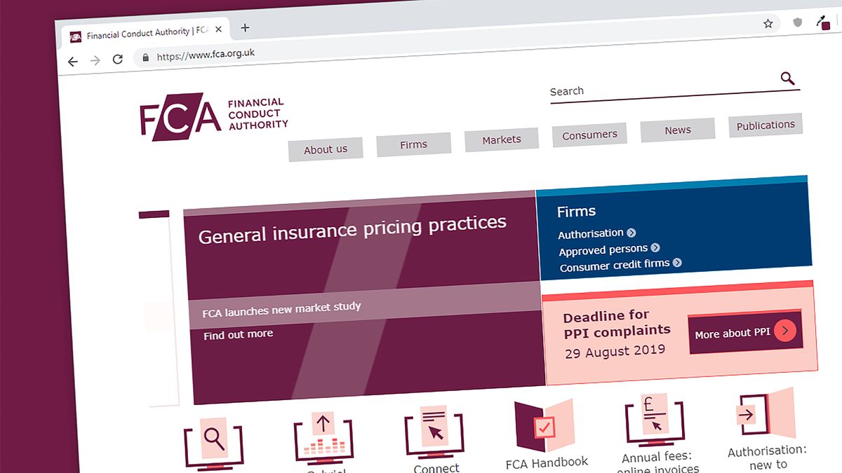 The website of the UK&amp;#039;s Financial Conduct Authority (FCA)