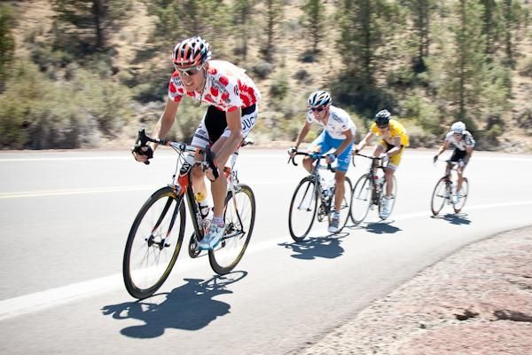 Chris Baldwin (OUCH) fighting to stay up front and hold onto the climber's jersey.