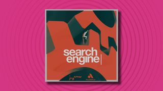 The logo of the Search Engine podcast on a pink background