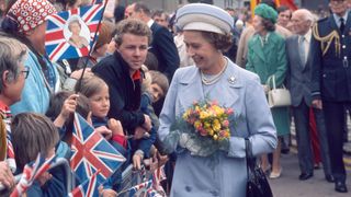 Queen Elizabeth ll greets the public during a Silver Jubilee walkabout on January 01, 1977