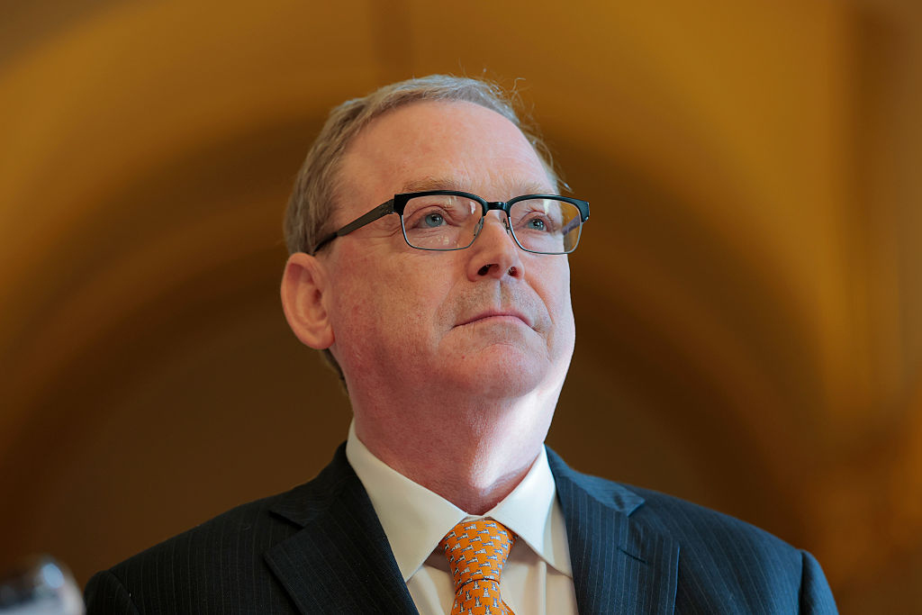 National Economic Council Director Kevin Hassett speaks to reporters after attending a meeting at the U.S. Capitol Building on April 28, 2025 in Washington, DC