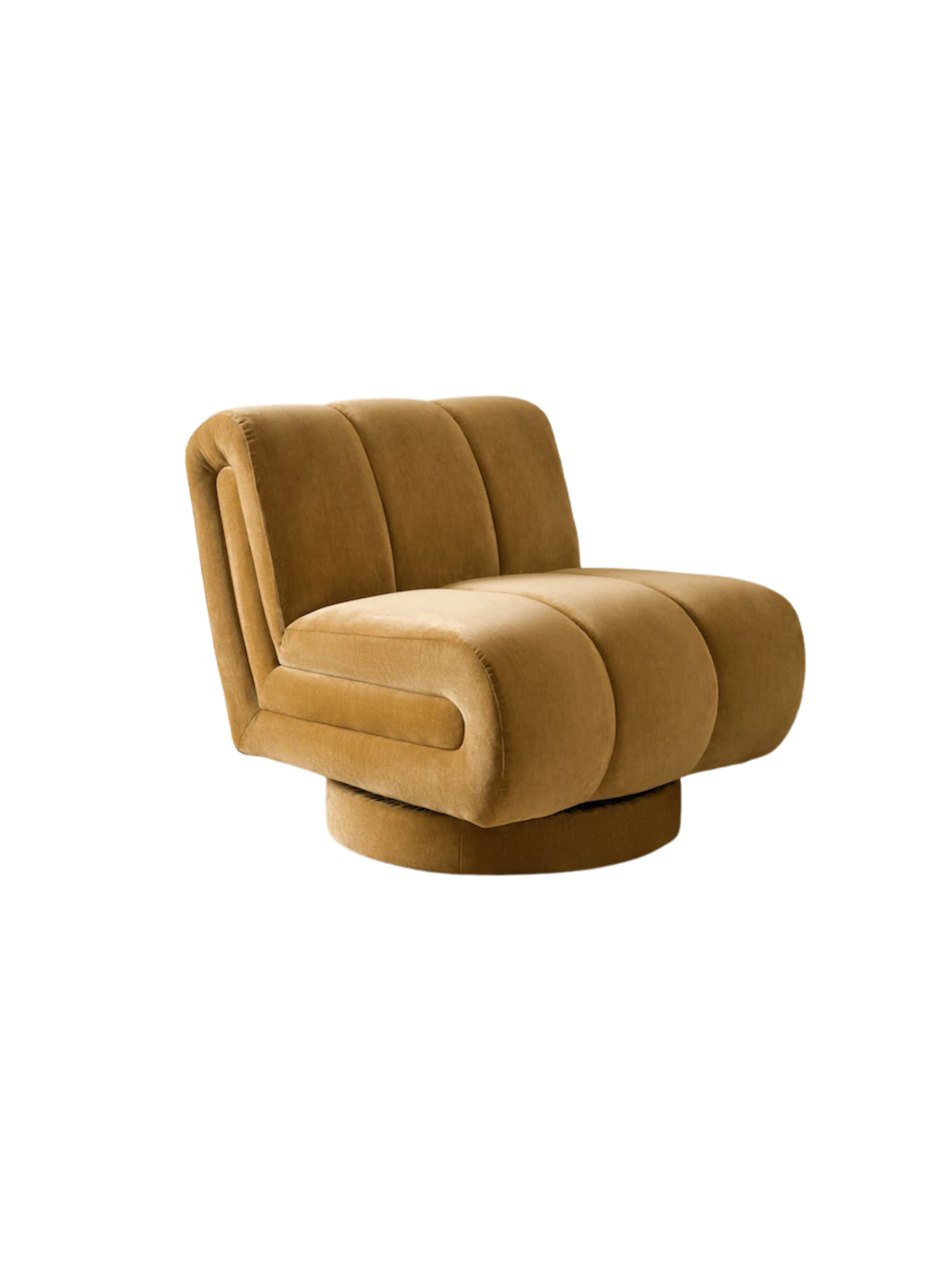 Relaxed Chenille Dark Ochre Yellow Hoxton Swivel Accent Chair