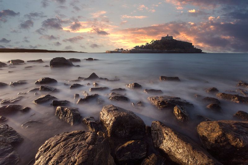 st. michael&#039;s mount in the distance.