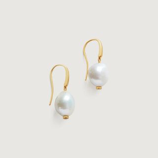 Gold Vermeil Nura Pearl Wire Earrings - Pearl