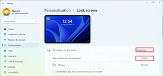 Lock screen slideshow option