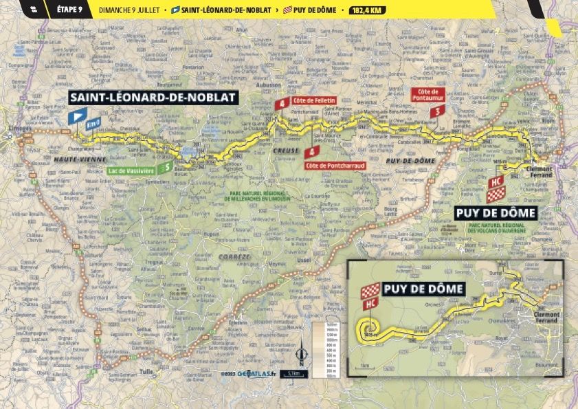 The map of stage 9 of the 2023 Tour de France