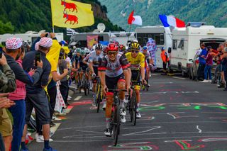 Tour de France 2021 - 108th Edition - 17th stage Muret - Col du Portet 178,4 km - 14/07/2021 - Davide Formolo (ITA - UAE Team Emirates) - Tadej Pogacar (SLO - UAE Team Emirates) - photo Dario Belingheri/BettiniPhotoÂ©2021