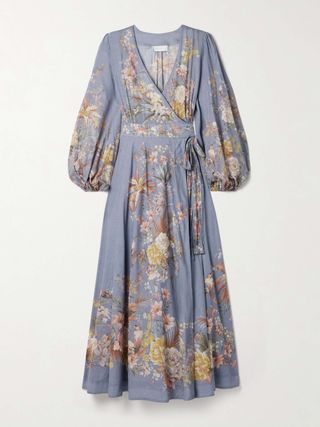 Tallow Floral-Print Cotton-Voile Midi Wrap Dress